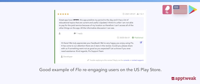 Good example of Flo re-engaging with users
